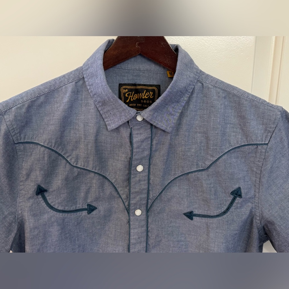 Howler Brothers Chambray Blue Button Down Broncbuster Snapshirt